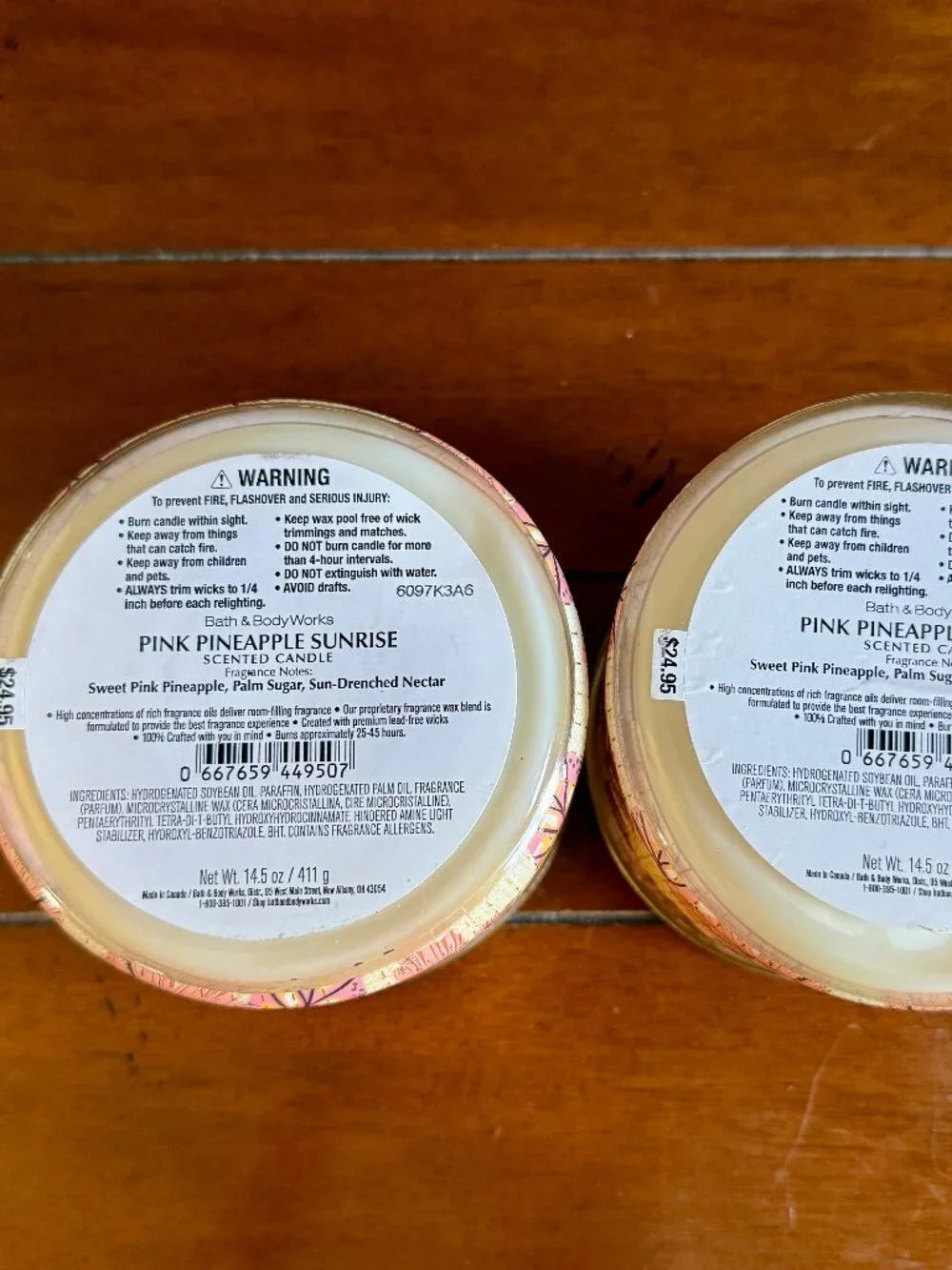 NEW 2-Pc PINK PINEAPPLE SUNRISE 3-Wick Candles Bath & Body Works